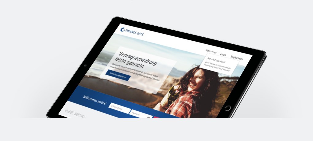 Beispiel Versicherungs-Verwaltungs-Webapp 'Finance-Gate' auf Tablet